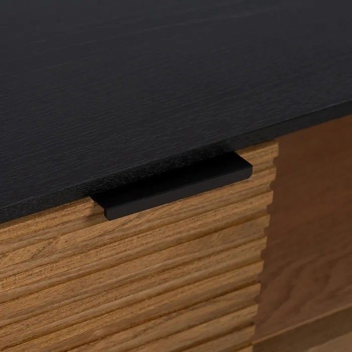 Mueble TV Negro Natural Madera Fresno, 154 X 40 X 44 Cm