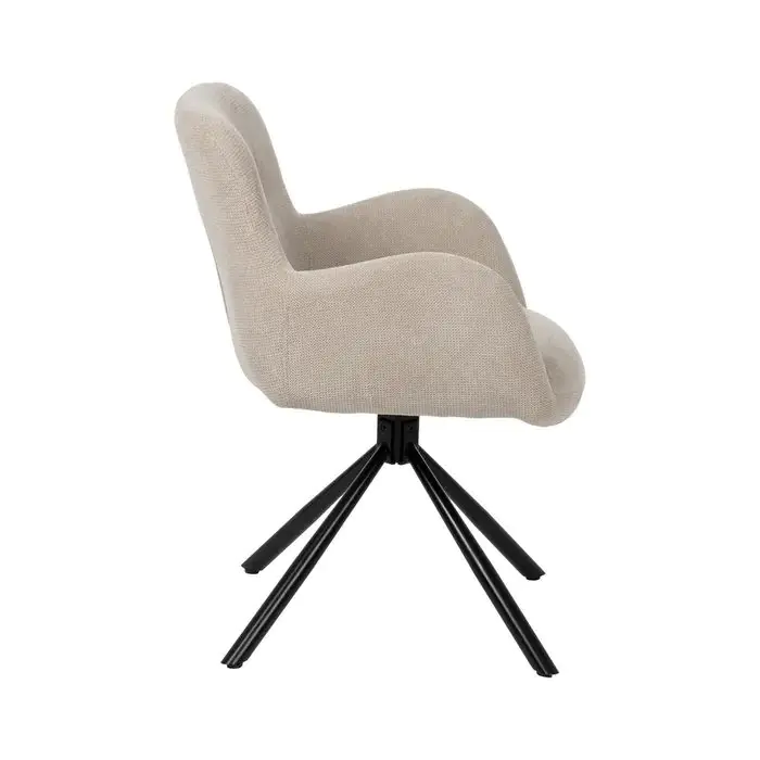 Silla Giratoria Tapizado Beige Metal, 62 X 65 X 82 Cm
