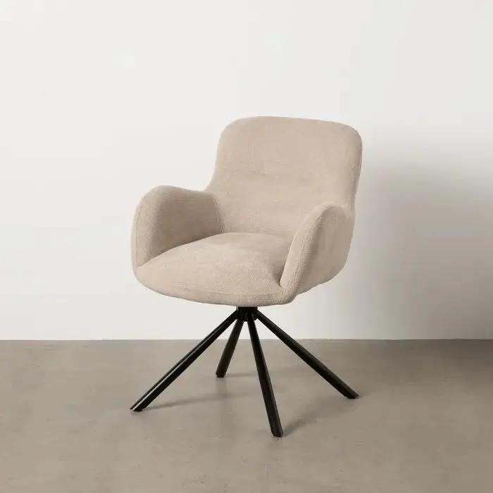 Silla Giratoria Tapizado Beige Metal, 62 X 65 X 82 Cm