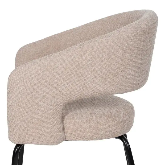Silla Comedor Tapizado Beige Metal, 57 X 56 X 81 Cm