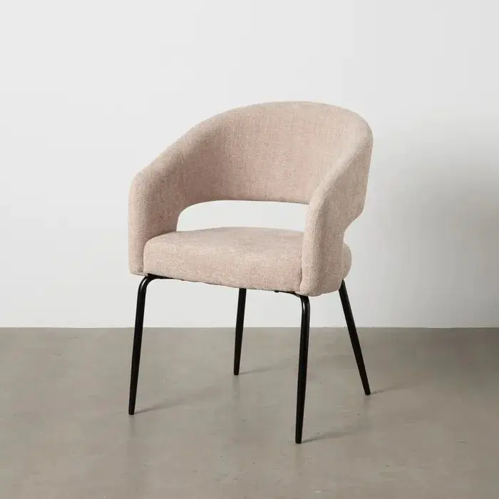 Silla Comedor Tapizado Beige Metal, 57 X 56 X 81 Cm
