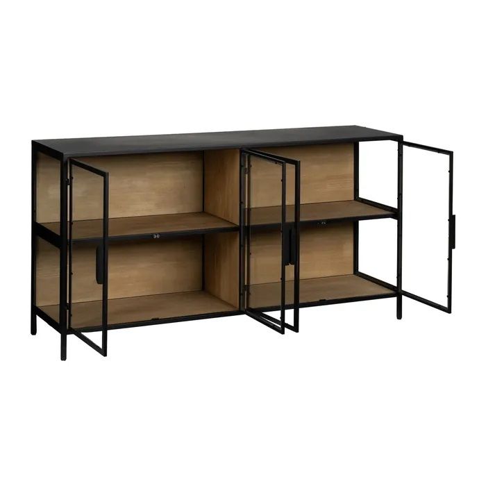 Vitrina Diseño Negro Natural Hierro, 150 X 38 X 80 Cm