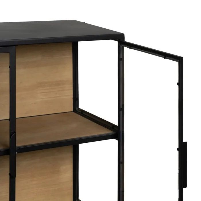 Vitrina Diseño Negro Natural Hierro, 150 X 38 X 80 Cm