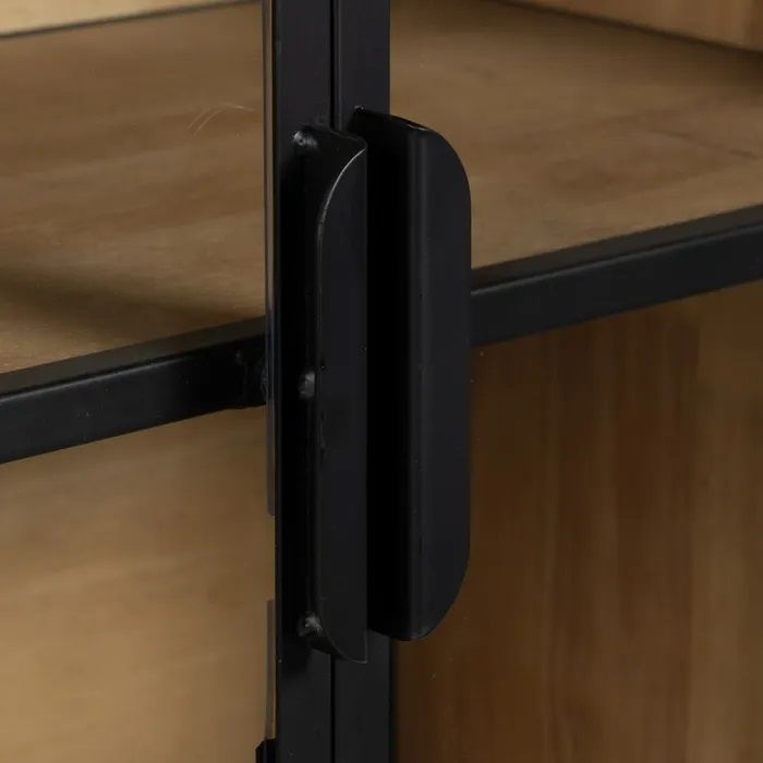 Vitrina Diseño Negro Natural Hierro, 150 X 38 X 80 Cm