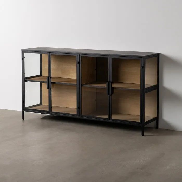 Vitrina Diseño Negro Natural Hierro, 150 X 38 X 80 Cm