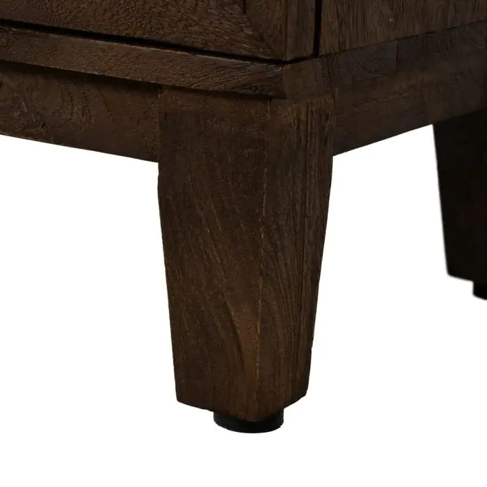 Aparador Marrón Puertas Vidrio Madera Mango, 180 X 35 X 87 Cm