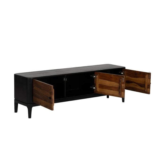 Mueble TV Madera Mango Sheesham Marrón Negro, 160 Cm