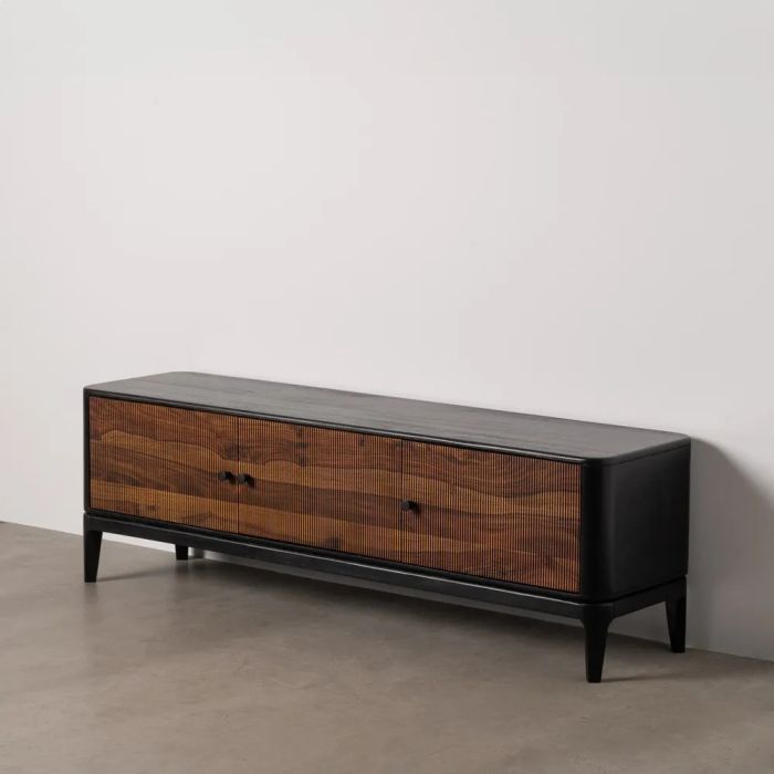 Mueble TV Madera Mango Sheesham Marrón Negro, 160 Cm