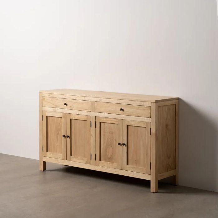 Aparador Natural Madera Mindi 4 Puertas 2 Cajones, 140 Cm