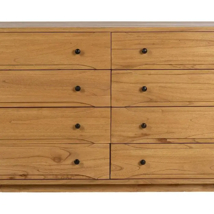 Cómoda Madera Natural 8 Cajones, 140 Cm