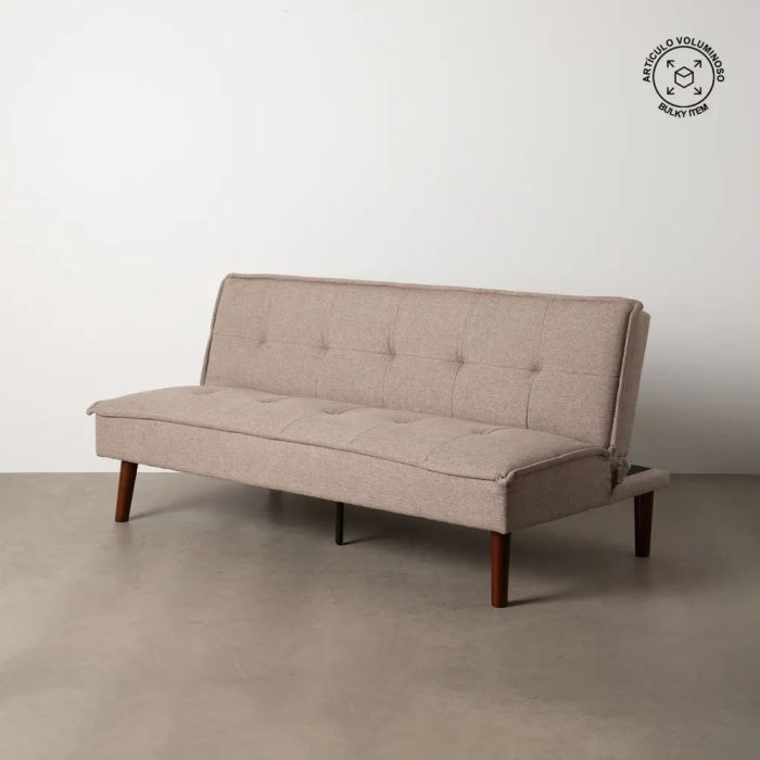 Sofá Cama Beige Madera Eucalipto Hierro, 181 X 88 X 85'50 Cm