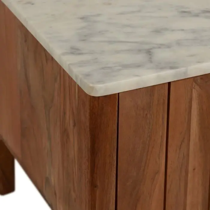 Mueble TV Natural Madera Acacia Mármol, 141 X 41 X 45 Cm