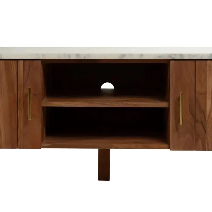 Mueble TV Natural Madera Acacia Mármol, 141 X 41 X 45 Cm