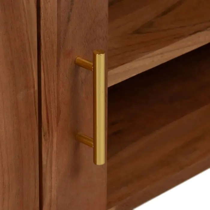 Mueble TV Natural Madera Acacia Mármol, 141 X 41 X 45 Cm