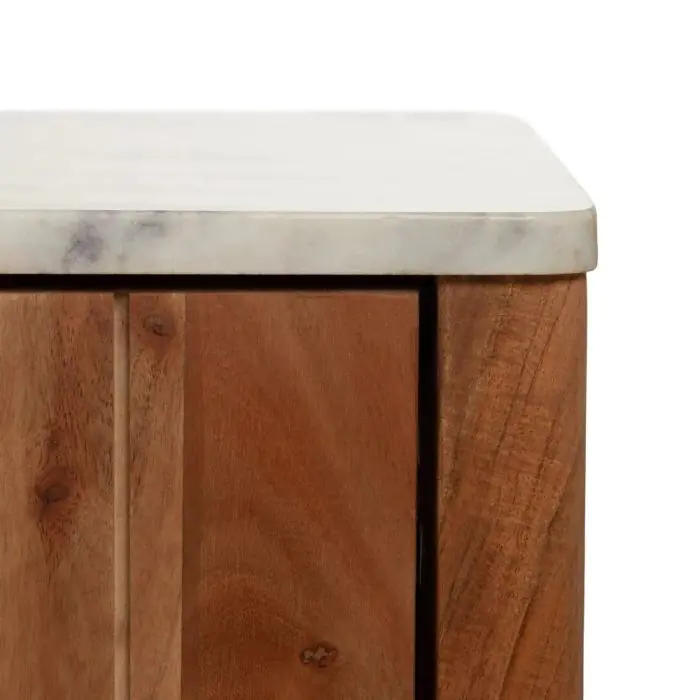 Mueble TV Natural Madera Acacia Mármol, 141 X 41 X 45 Cm
