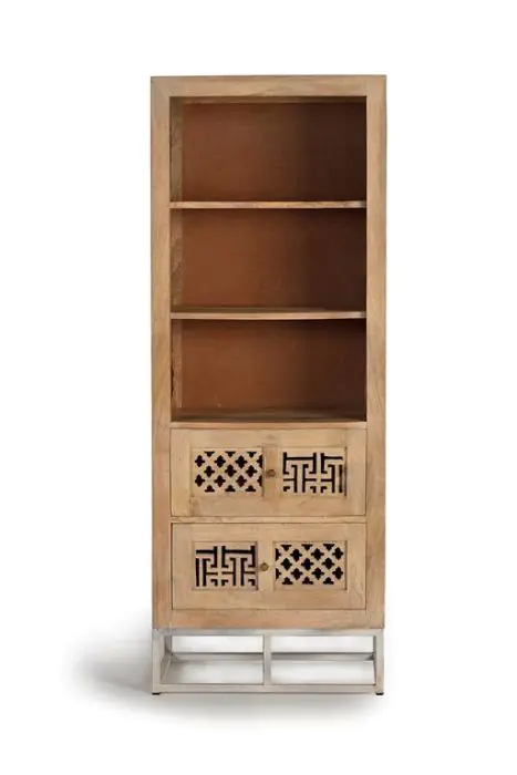Libreria Mango Natural Tallado 2 Cajones, 160 Cm
