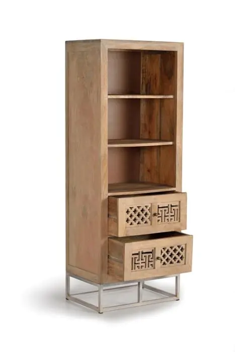Libreria Mango Natural Tallado 2 Cajones, 160 Cm