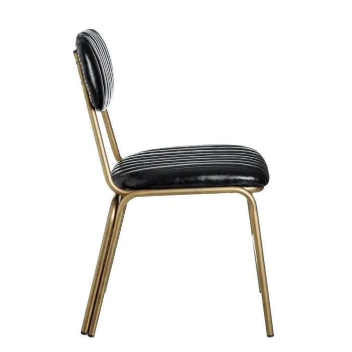 Silla Vintage Polipiel Negro Metal Dorado