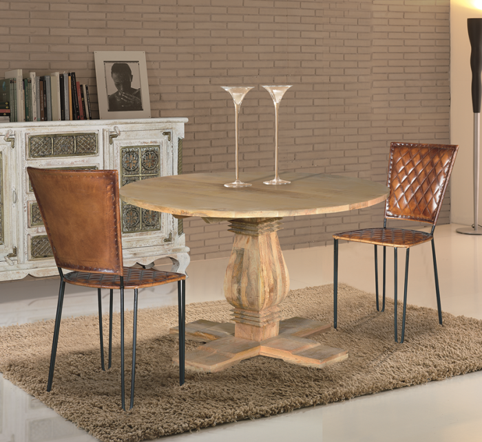 Mesa Comedor Redonda Madera Maciza, 120 Cm