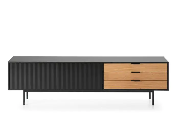 MUEBLE TV SIERRA 2P3C NEGRO/ROBLE CLARO