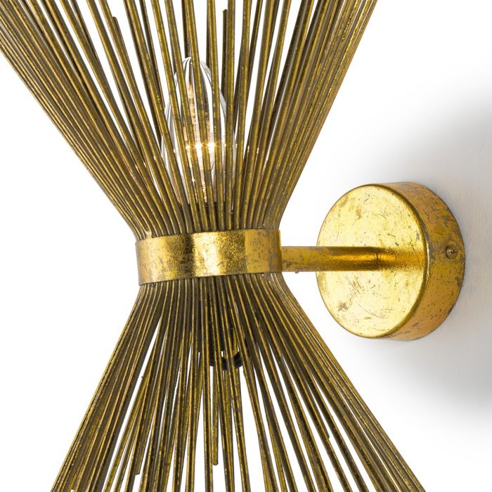 Aplique de Pared Estilo Art Decó Dorado Metal, 43 Cm