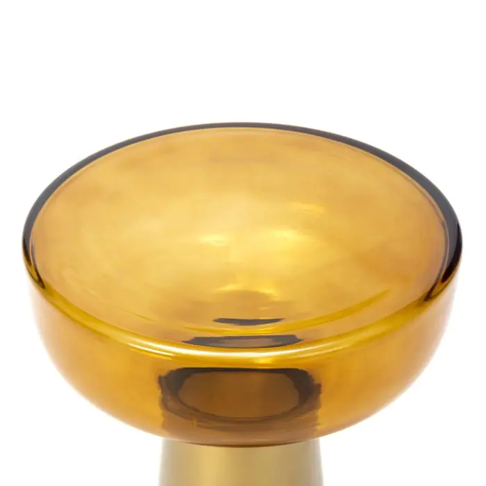 Mesa Auxiliar 37x37x56 Metal/Vidrio Dorado/Ámbar