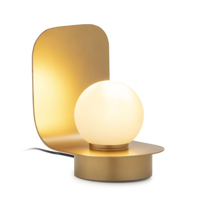 Lámpara de Sobremesa 15x13x19 Metal/Cristal -- Dorado/Blanco Escarcha
