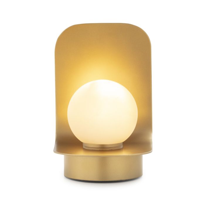 Lámpara de Sobremesa 15x13x19 Metal/Cristal -- Dorado/Blanco Escarcha