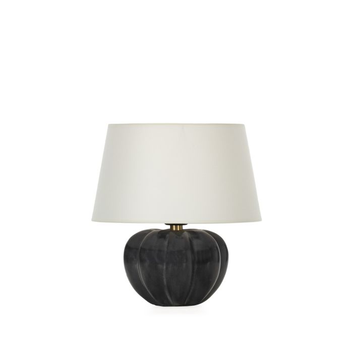 Lámpara de Sobremesa Minimalista de Piedra en Gris Oscuro.
