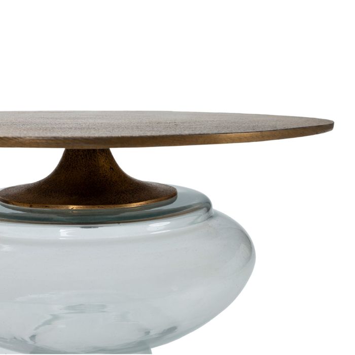 Mesa Auxiliar 42x42x63 Metal/Cristal -- Dorado Antique