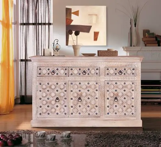 Aparador Mango Macizo Blanco 3 Puertas, 150 Cm