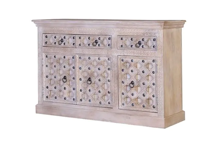 Aparador Mango Macizo Blanco 3 Puertas, 150 Cm