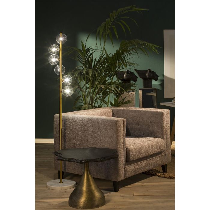 Mesa Auxiliar 60x60x50 Metal Dorado/Piedra Negro