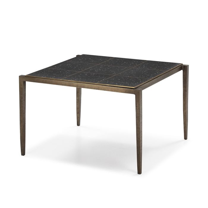 Mesa de Centro Art Decó en Hierro dorado antique y Terrazo Epoxi negro.