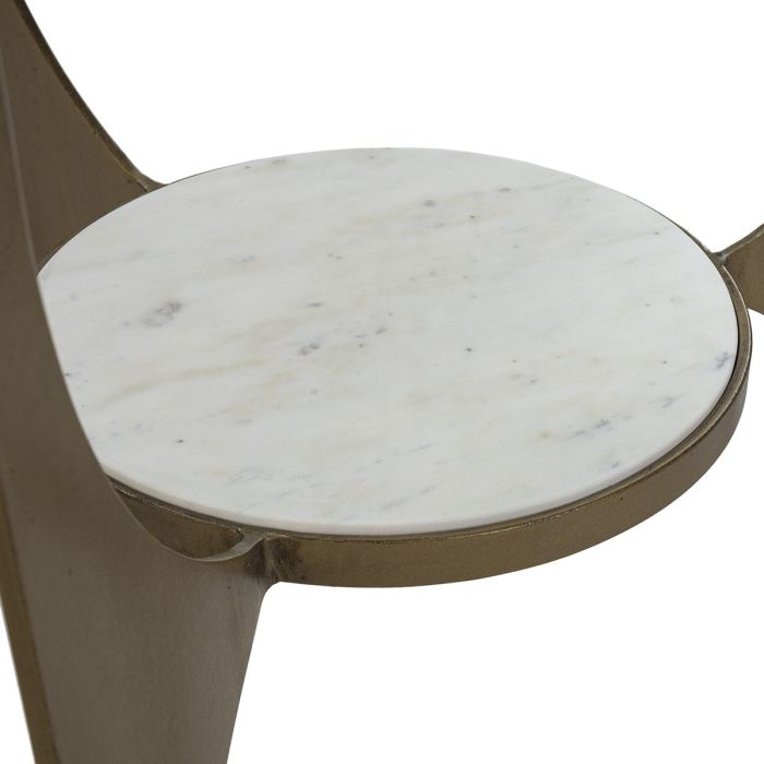 Mesa Auxiliar 54x54x61 Metal/Mármol/Cristal -- Dorado Antique/Blanco