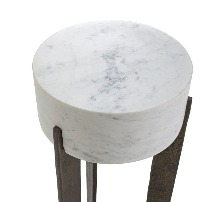 Mesa Auxiliar 25x25x61 Metal/Mármol -- Dorado Antique/Blanco