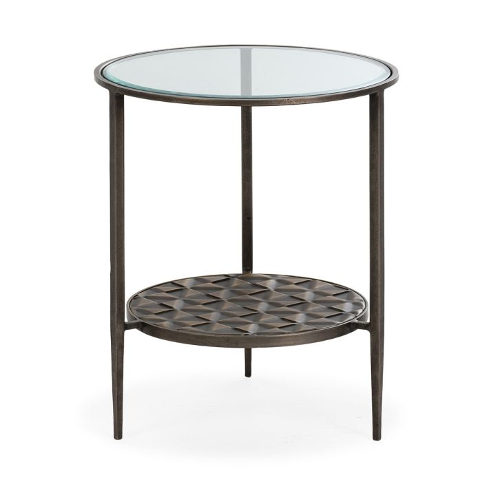 Mesa Auxiliar 52x52x62 Metal/Cristal -- Dorado Antique