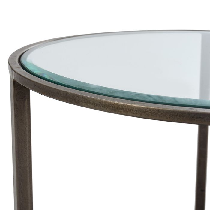 Mesa Auxiliar 52x52x62 Metal/Cristal -- Dorado Antique