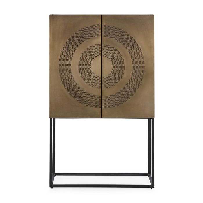 Armario Mueble Bar Metal Dorado/Negro, 81 Cm