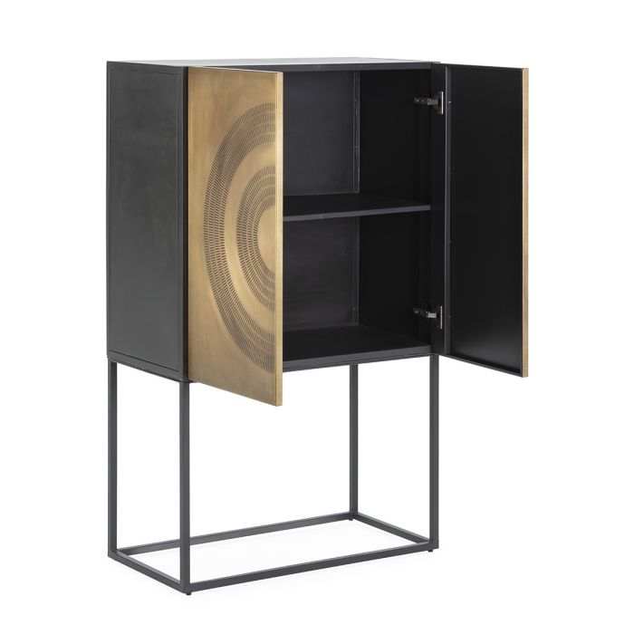 Armario Mueble Bar Metal Dorado/Negro, 81 Cm