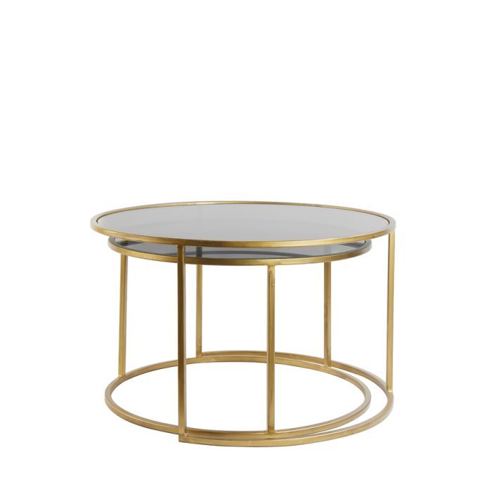 J/2 Mesas Centro Vidrio Ahumado Metal, Ø75 Cm