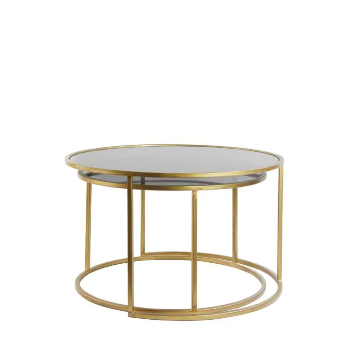 J/2 Mesas Centro Vidrio Ahumado Metal, Ø75 Cm