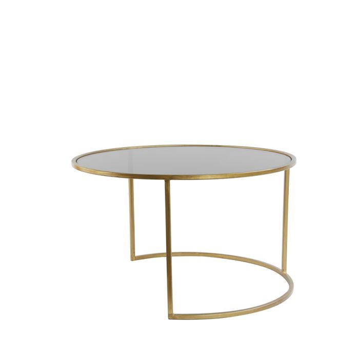 J/2 Mesas Centro Vidrio Ahumado Metal, Ø75 Cm