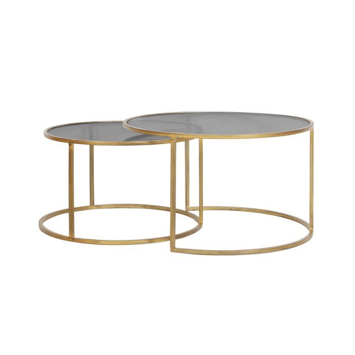 J/2 Mesas Centro Vidrio Ahumado Metal, Ø75 Cm