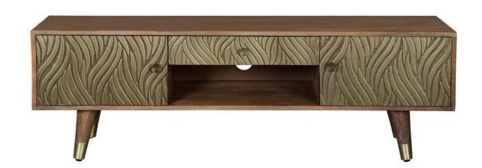 Mueble TV Madera Mango Bronce Repujado, 140 Cm