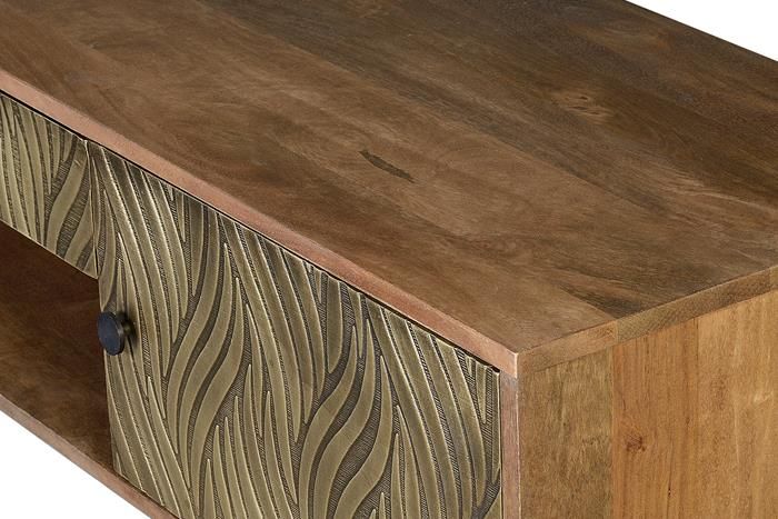 Mueble TV Madera Mango Bronce Repujado, 140 Cm