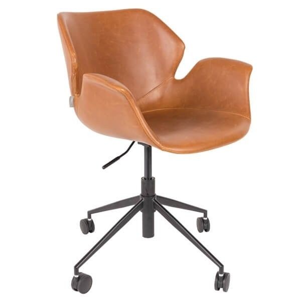 Sillón Oficina Marrón Giratorio Ruedas, 77/90 Cm