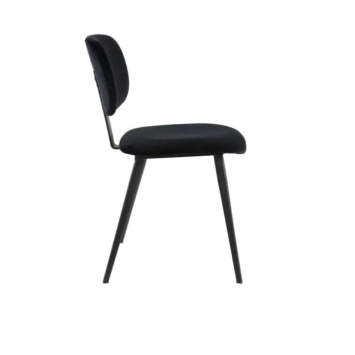 Silla Comedor Terciopelo Negro Acero, 55'5 Cm