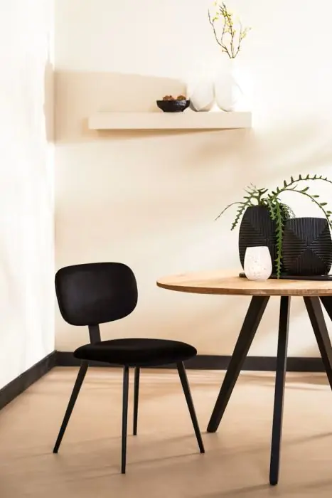 Silla Comedor Terciopelo Negro Acero, 55'5 Cm