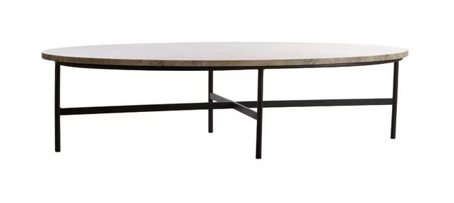Mesa Centro Ovalada Mármol Metal, 140 Cm